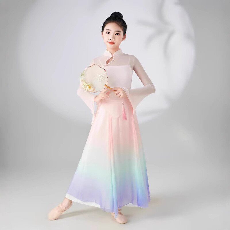 2026新款儿童古典舞蹈服女童纱衣中国现代舞新中式练功服民族扇子