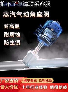 蜀丰304不锈钢Y型丝扣内螺纹蒸汽高温气控角座阀斜角气动蒸汽阀