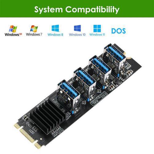 1个 黑色 PCB，金属 M.2 NVME KEY-M转4口PCI-E转接卡插槽一拖四U