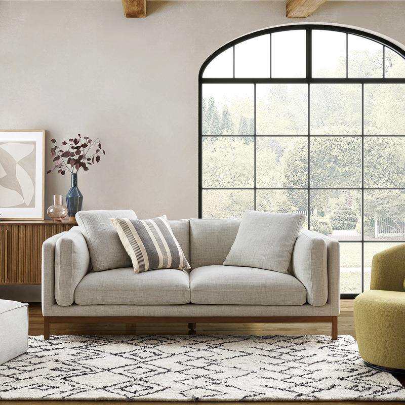 北欧简约实木布艺沙发小户型可拆洗棉麻沙发组合客厅转角贵妃沙发