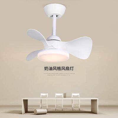 奶油风风扇吊灯儿童房卧室灯简约白色原木色吸顶吊杆风扇灯全光谱