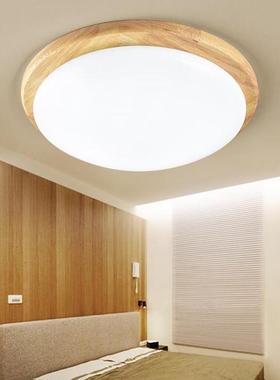 LED吸顶灯北欧创意原木走廊过道吸顶灯 现代简约圆形客厅卧室客房