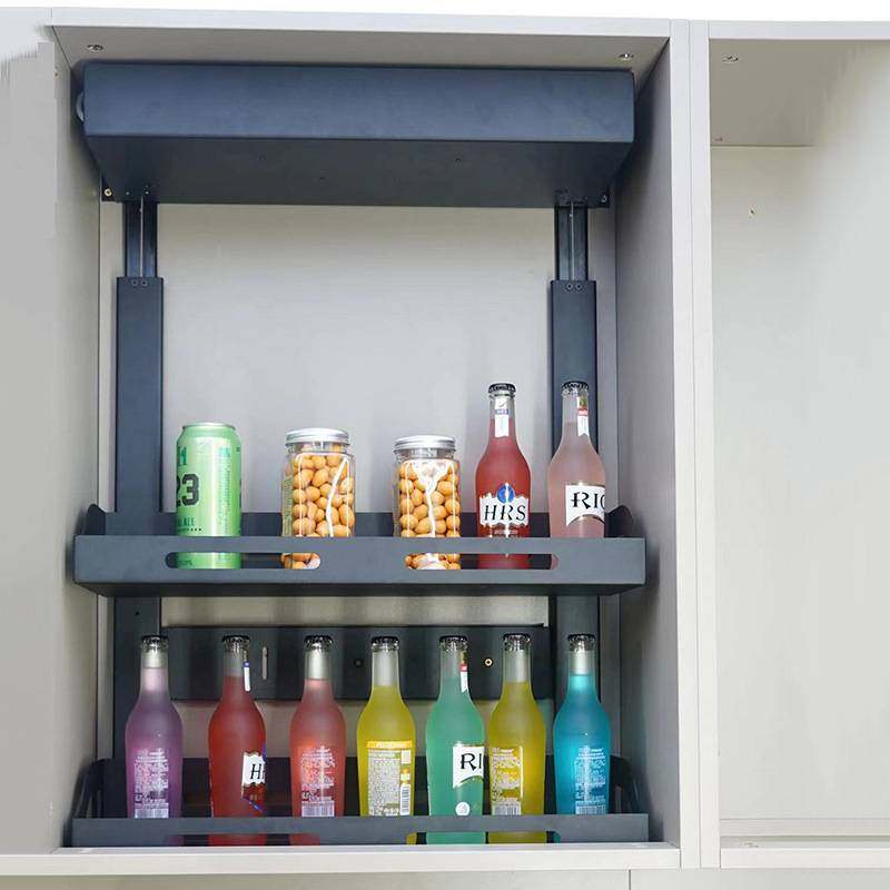 厨房电动升降吊柜拉篮抽屉式下拉式调味篮橱柜隐藏式置物架双层,家装主材,拉篮,淘宝优惠券,粉丝福利购,淘宝优惠卷