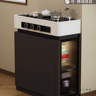 可移动单独岛台柜家用独立带茶台自动上水烧水壶餐边储物柜可定