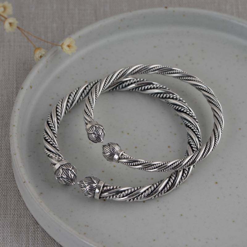金鹿王 足银手镯 复古做旧 编织麻花纹泰银手环银饰男女镯子配饰,饰品/流行首饰/时尚饰品新,银饰手链,淘宝优惠券,粉丝福利购,淘宝优惠卷