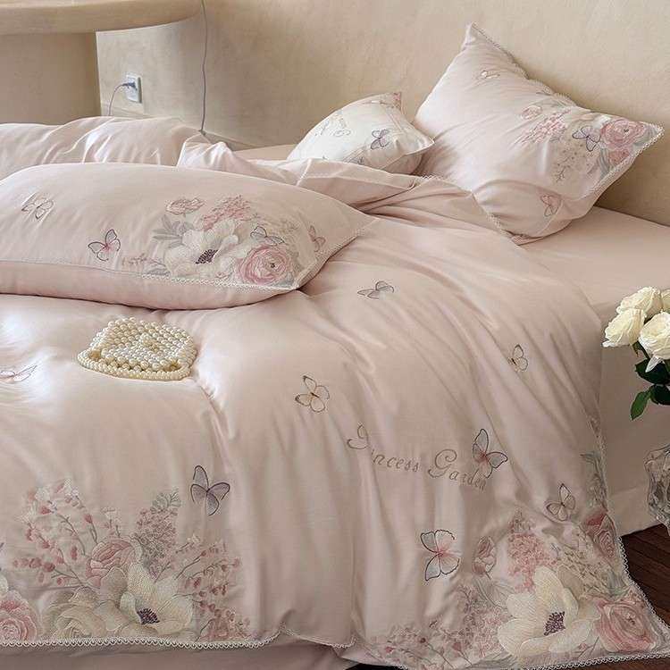 少女心高支长绒棉四件套唯美花卉蝴蝶刺绣纯棉粉色蕾丝边被套床品,3C数码配件,其它配件,淘宝优惠券,粉丝福利购,淘宝优惠卷