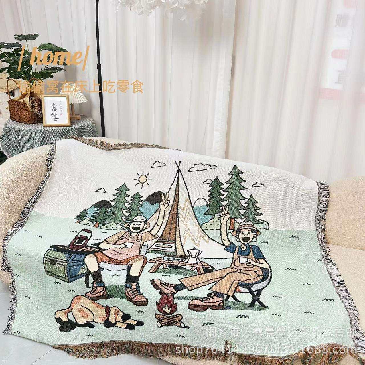 装饰休闲毯户外露营毯野餐垫午睡盖毯多功能沙发线毯四季通用