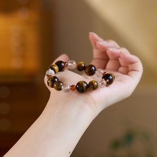 马年虎眼石手串新中式黑金超七手链高级感水晶手串
