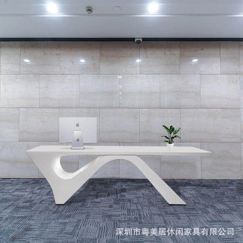 时尚白色烤漆老板办公桌简约现代总裁桌创意大班台办公室桌椅组合