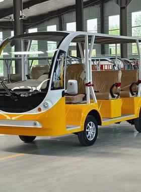 11座黄色电动观光车四轮旅游楼盘看房酒店校园接待物业景区观光车