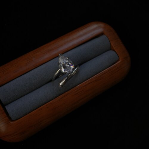 ZeroKo vintageLively Grace中古水滴锆石拼接戒指可调节小众设计