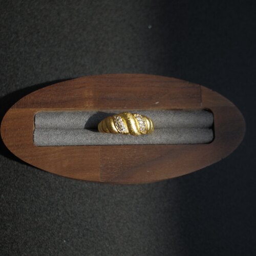 ZeroKo vintage中古风古法拉丝点钻超闪戒指南瓜麻花素圈指环女
