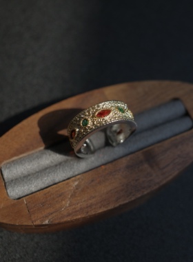 ZeroKo vintage中古风精工皇冠戒指小众设计感食指戒情侣礼物固色