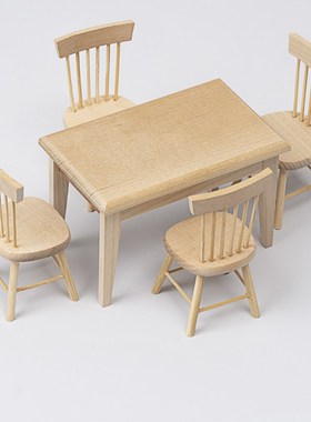 dollhouse娃娃屋配件微缩迷你仿真木质桌子椅子家具饰品摆件1:12