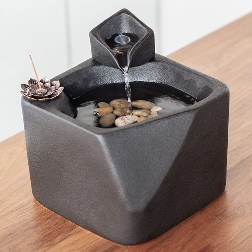 陶瓷流水器中式装饰摆件桌面招财玄关客厅办公室水景鱼缸喷泉礼品