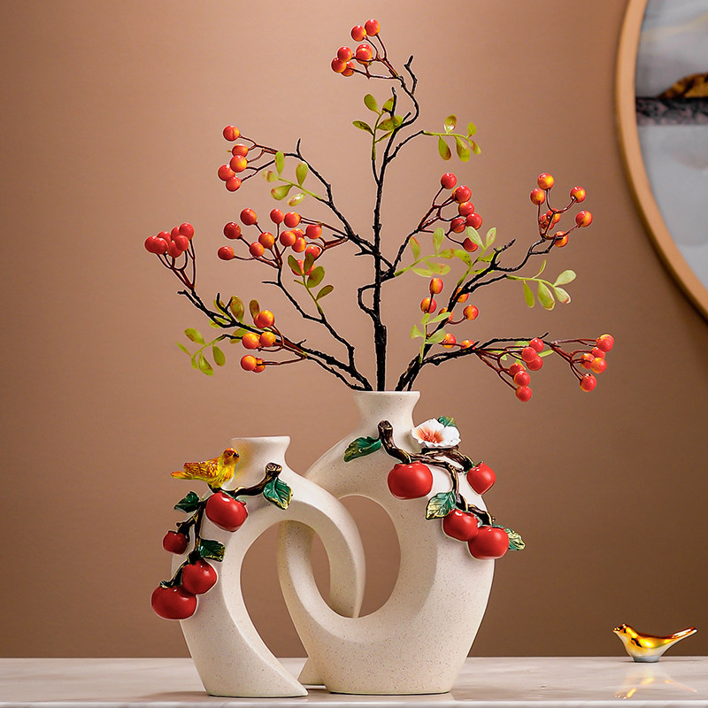 事事如意柿子入宅大吉花瓶摆件客厅插花家居玄关电视柜暖居装饰品,家居饰品,装饰摆件,淘宝优惠券,粉丝福利购,淘宝优惠卷