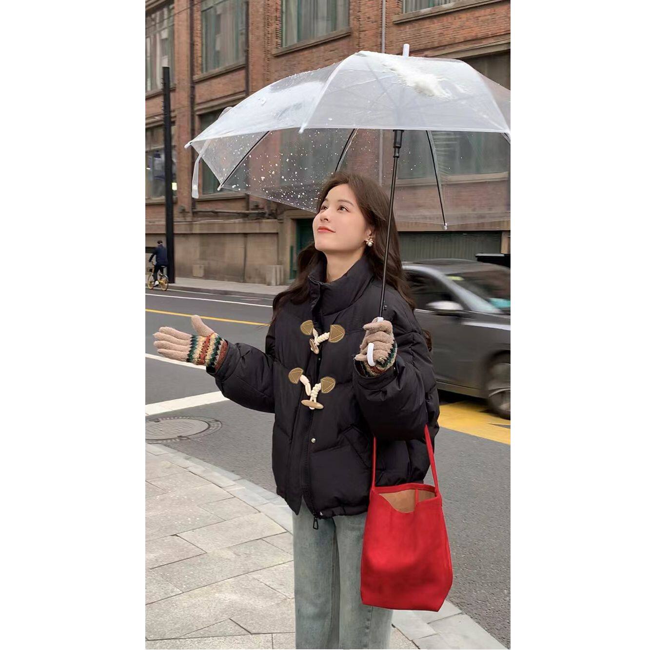 花栗鼠小姐牛角包2.0韩系新款立领短款棉衣外套