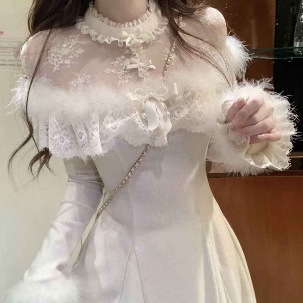 瑞茜·威瑟斯 月光礼赞 秋冬温柔风气质显瘦长袖连衣裙R1157T