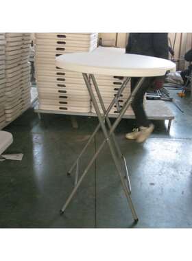 直径80cm 高度110cm吧桌 圆形加高型折叠圆桌 X形桌腿小型圆桌