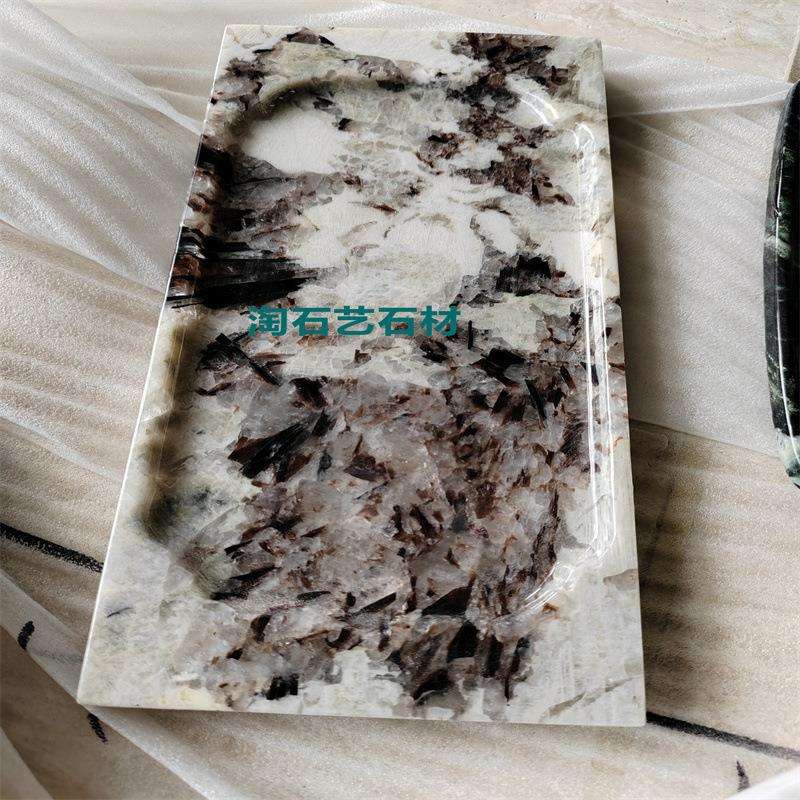 小托盆摆件玄关桌茶台茶几墙面地面深啡小边几台面大理石材