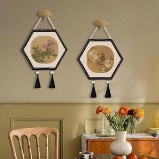 桃花山鸟中国风挂画玄关中式复古宋代美学艺术装饰画玄关壁饰画