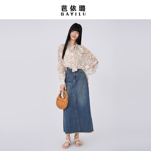 芭依璐长袖衬衫2026春装新款小个子修身时尚韩版蝴蝶结百搭上衣女