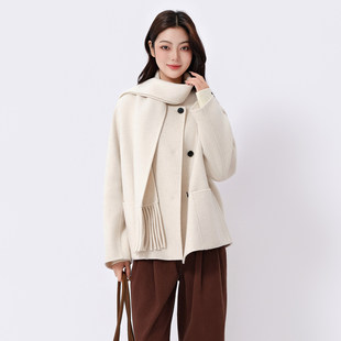 芭依璐2025早春新款毛呢大衣简约风保暖高级感双面呢羊毛呢外套女