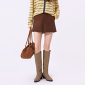 芭依璐2026春装 子直筒高级感高腰复古灯芯绒条纹女装 新款 休闲短裤