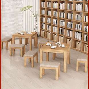 现代简约方桌方凳家用小户型矮桌地桌阅览室书桌学习方桌吃饭摆摊