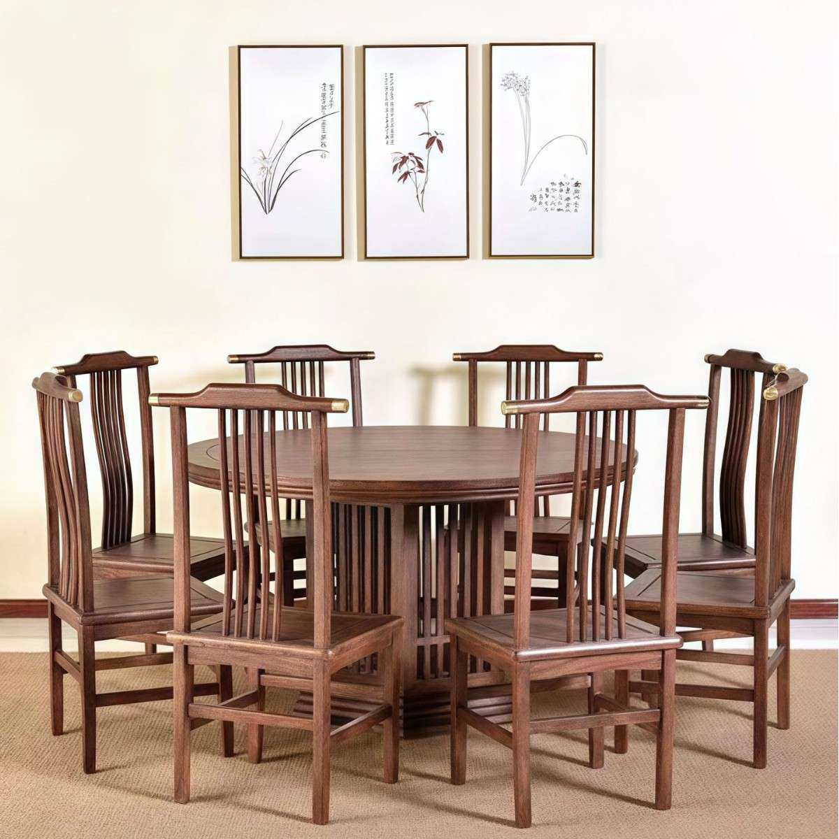 实木老榆木组合桌椅家用圆桌新中式板桌收纳圆桌,3C数码配件,其它配件,淘宝优惠券,粉丝福利购,淘宝优惠卷