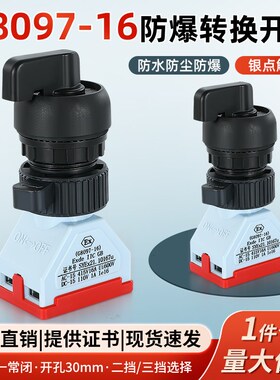 EX防爆旋钮开关按钮自复位手自动二挡三挡四常开触点16A银点G8097