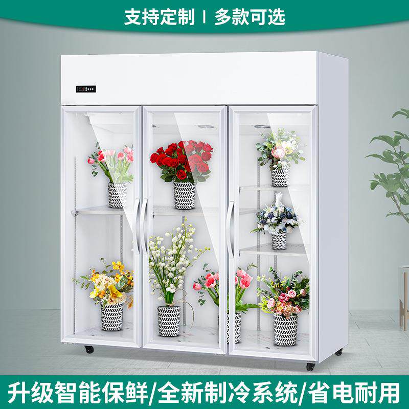 花店鲜花保鲜柜冷藏风冷无霜双门花艺花柜鲜花店玻璃展示冰箱冰柜