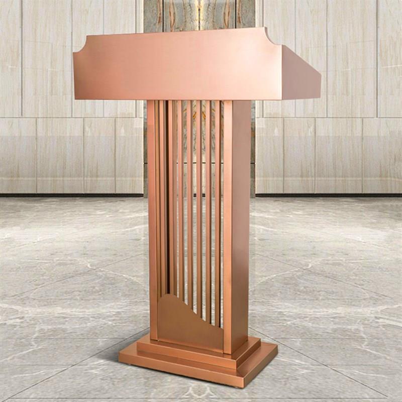 玫瑰金演讲台不锈钢接待台岗亭值班室站台物业商场酒吧A位迎宾台