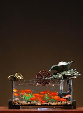 流水摆件循环水鱼缸室内办公室装饰高山流水景观开业礼品