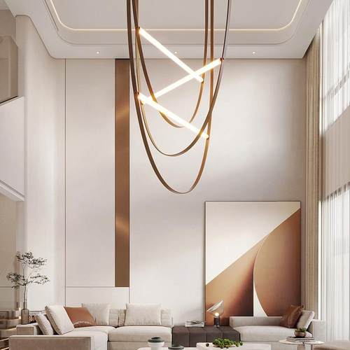 极简皮带吊灯展厅挑高吊灯复式别墅楼梯样板房客厅造型吊灯