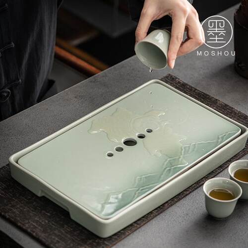 陶瓷创意茶盘 家用小型茶台茶托盘简约储水干泡盘功夫茶具茶海