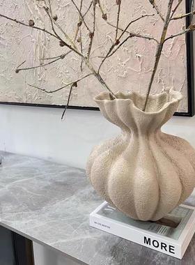 法式大花瓶白色高级感摆件餐桌家居民宿酒店软装中古风复古艺术花