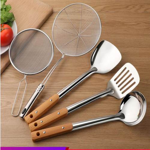 不锈钢厨具炒菜锅铲煎铲汤粥勺漏勺子套装家用厨房用品豆浆过滤网