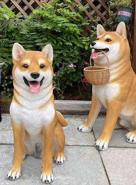 柴犬狗摆件客厅落地仿真秋田犬模型家居电视柜庭院装饰大型看门狗