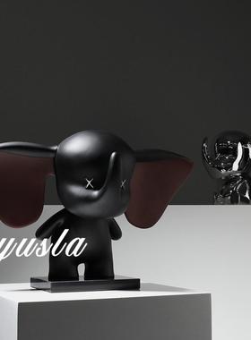 卡通简约可爱动物小飞象摆件样板间客厅玄关柜电视柜别墅软装饰品