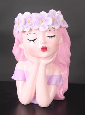 创意人物头像仙女花盆大口径多肉盆栽微景观花园阳台布置装饰盆器