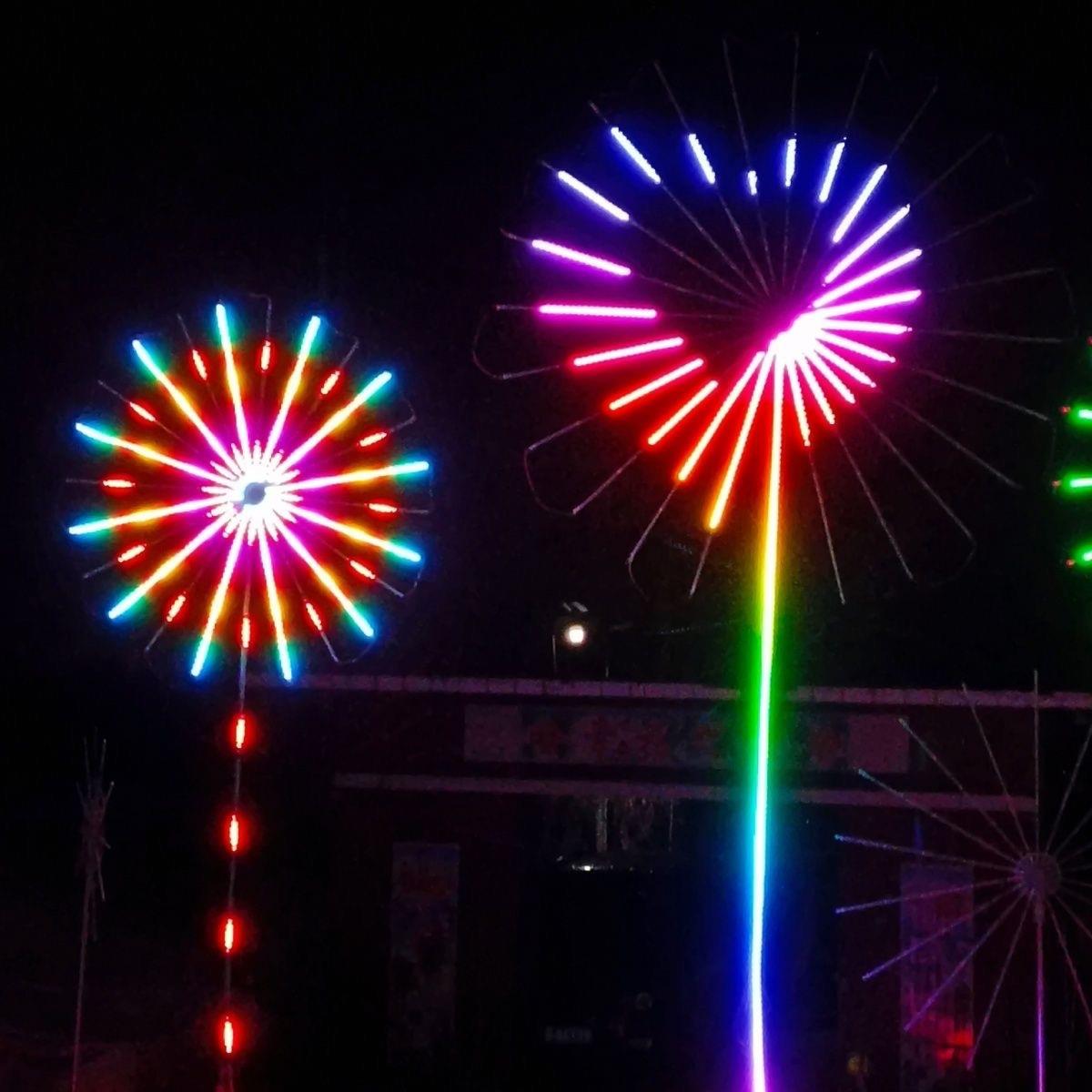 抖音烟花灯led幻彩造型图案自动循环氛围灯流星跑马全彩节奏灯现