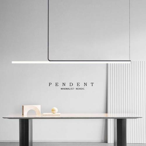 北欧现代设计师创意样板房办公室岛台餐厅艺术极简一字长条吊灯