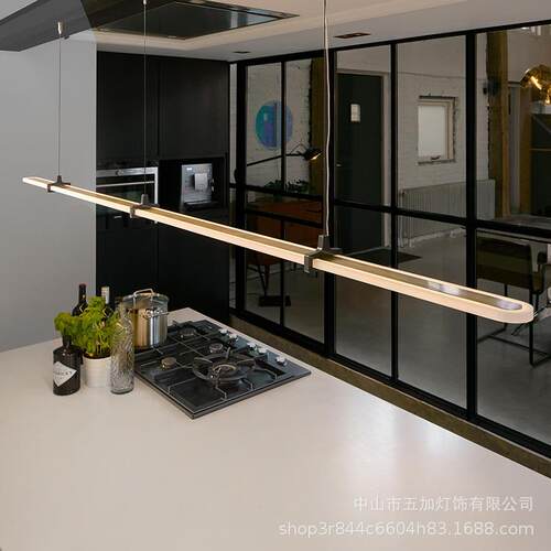 餐厅灯led长条吊灯吧台现代简约北欧一字型办公室创意个性书房灯