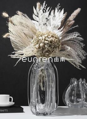 简约现代透明玻璃气泡造型花器几何花瓶摆件样板房间客厅桌面摆设