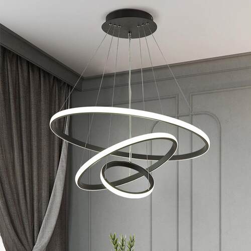 北欧现代简约 LED圆圈吊灯客厅餐厅创意个性艺术圆环装饰卧室灯具