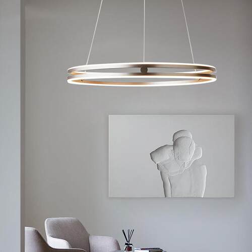 简约圆圈客厅吊灯铝材亚克力创意圆环卧室书房餐厅吧台设计师吊灯