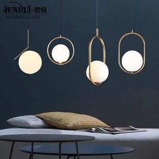 北欧小吊灯餐厅灯饰玻璃单头铜色个性 过道入户吧台卧室床头吊灯具