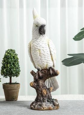 北欧仿真鹦鹉摆件创意树脂小鸟模型花园客厅玄关书柜桌面装饰摆设