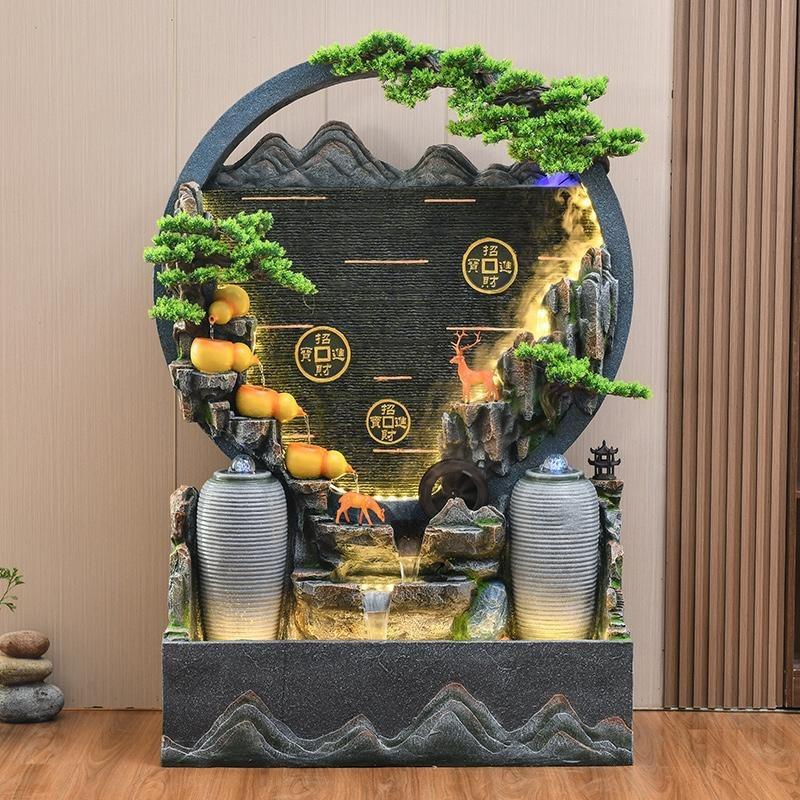 水幕墙假山喷泉流水墙摆件户外别墅公司玄关鱼缸景观乔迁开业送礼